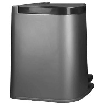 Curver Duo Pedal Bin Deco 15L with 6L Inner Buckets - Light Grey