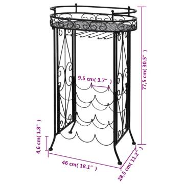 Stylish Metal Wine Rack with Glass Holder for 9 Bottles