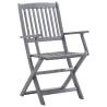 Folding Outdoor Chairs Set - 4 Solid Acacia Wood Chairs