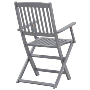 Folding Outdoor Chairs Set - 4 Solid Acacia Wood Chairs