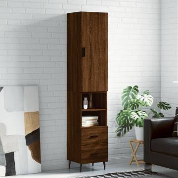 Elegant Brown Oak Highboard - Stylish Storage Solution