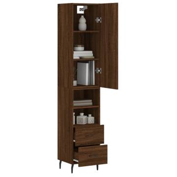 Elegant Brown Oak Highboard - Stylish Storage Solution