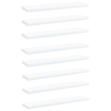 8 pcs White Bookshelf Boards - 40x10x1.5 cm Engineered Wood