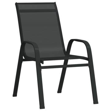 Stackable Garden Chairs - 2 pcs Black Textilene Fabric