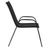 Stackable Garden Chairs - 2 pcs Black Textilene Fabric