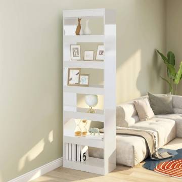 High Gloss White Book Cabinet/Room Divider - 60x30x198 cm