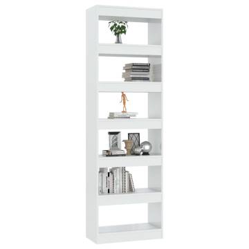 High Gloss White Book Cabinet/Room Divider - 60x30x198 cm