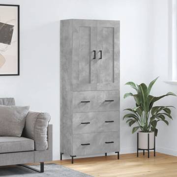 Stylish Highboard in Concrete Grey - 69.5x34x180 cm | HipoMarket