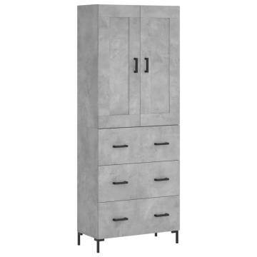 Stylish Highboard in Concrete Grey - 69.5x34x180 cm | HipoMarket