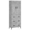 Stylish Highboard in Concrete Grey - 69.5x34x180 cm | HipoMarket