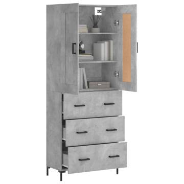 Stylish Highboard in Concrete Grey - 69.5x34x180 cm | HipoMarket