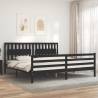 Bed Frame with Headboard Black 200x200 cm Solid Wood Colour black Size 200 x 200 cm 