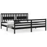 Solid Wood Bed Frame with Headboard - Black 200x200 cm