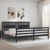 Solid Wood Bed Frame with Headboard - Black 200x200 cm