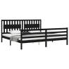 Solid Wood Bed Frame with Headboard - Black 200x200 cm