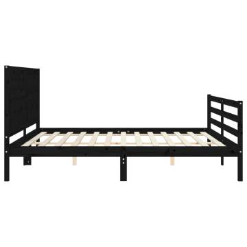 Solid Wood Bed Frame with Headboard - Black 200x200 cm