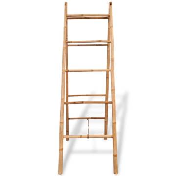 Double Towel Ladder with 5 Rungs - Durable Bamboo Design