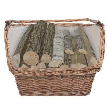 Durable Brown Willow Firewood Basket with Handle - 61.5x46.5x58 cm