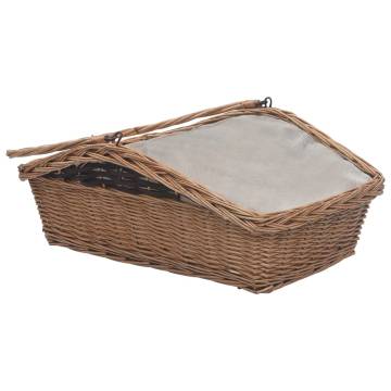 Durable Brown Willow Firewood Basket with Handle - 61.5x46.5x58 cm