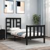 Bed Frame with Headboard Black Small Single Solid Wood Colour black Size 75 x 190 cm 