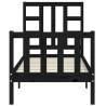 Black Small Single Bed Frame with Headboard | Solid Wood