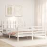 Solid Wood King Size Bed Frame with Headboard - White