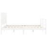 Solid Wood King Size Bed Frame with Headboard - White