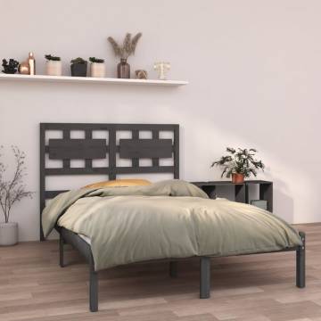 Grey Solid Wood King Size Bed Frame - 150x200 cm | HipoMarket