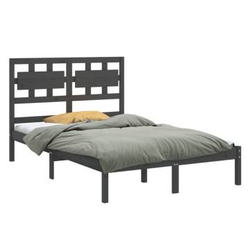 Grey Solid Wood King Size Bed Frame - 150x200 cm | HipoMarket