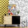 Noordwand Wallpaper Friends & Coffee Line Art Faces White and Black Colour black Quantity in Package 1 