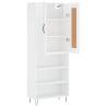 Stylish Highboard High Gloss White - 69.5x34x180 cm