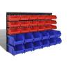 30 pcs Wall Mounted Garage Plastic Storage Bin Set - Blue & Red