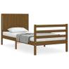 Honey Brown Wooden Bed Frame with Headboard | HipoMarket