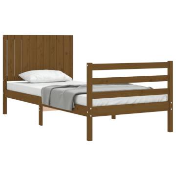 Honey Brown Wooden Bed Frame with Headboard | HipoMarket