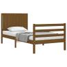 Honey Brown Wooden Bed Frame with Headboard | HipoMarket