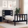 Bed Frame with Headboard Black Small Single Solid Wood Colour black Size 75 x 190 cm 