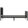 Black Small Single Bed Frame with Headboard - Solid Wood