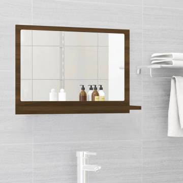 Elegant Brown Oak Bathroom Mirror - 60x10.5x37 cm