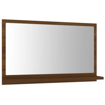 Elegant Brown Oak Bathroom Mirror - 60x10.5x37 cm