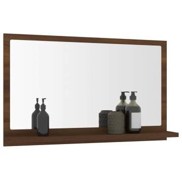 Elegant Brown Oak Bathroom Mirror - 60x10.5x37 cm