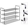 Shoe Rack with 4 Shelves - Metal & Plastic Black