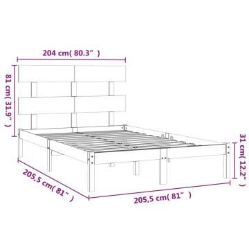 Black Solid Wood Bed Frame 200x200 cm - Stylish & Durable