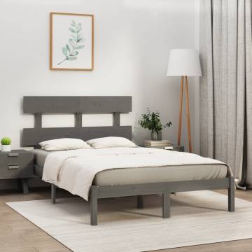 Grey Solid Wood Bed Frame 200x200 cm | Hipomarket