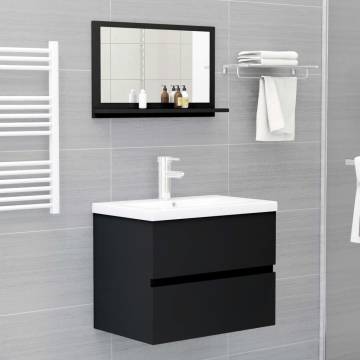 Stylish Black Bathroom Mirror - 60x10.5x37 cm | Hipomarket UK