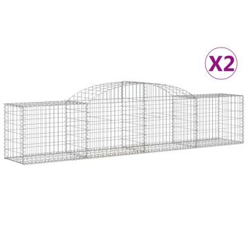 Arched Gabion Baskets 2 pcs - Galvanised Iron, 300x50x60/80 cm