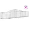 Arched Gabion Baskets 2 pcs - Galvanised Iron, 300x50x60/80 cm