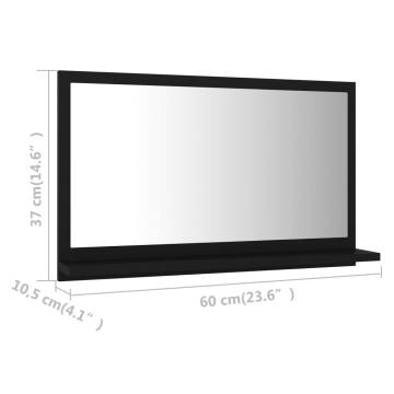 Stylish Black Bathroom Mirror - 60x10.5x37 cm | Hipomarket UK