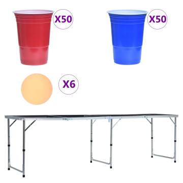 Folding Beer Pong Table with Cups & Balls - 240 cm