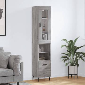 Highboard Grey Sonoma - Stylish Engineered Wood Storage Unit