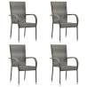 Stackable Outdoor Chairs 4 pcs Grey Poly Rattan Colour grey Quantity in Package 4 Number of 1 